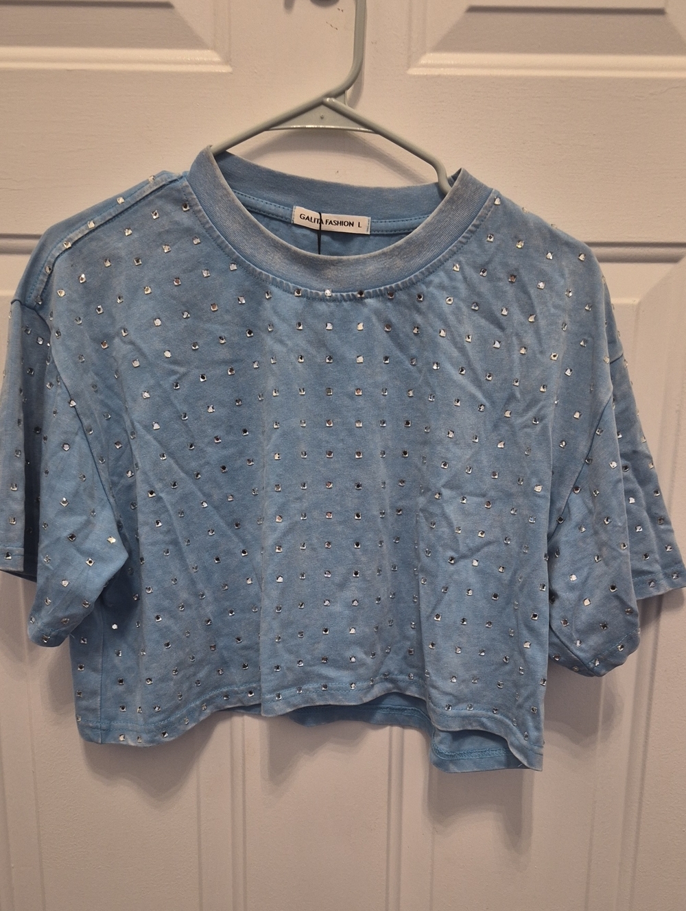Gala Fashion Blue Studded Cropped Tee